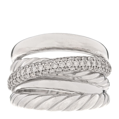 David Yurman Sterling Silver Diamond 17.5mm Crossover Five Row Ring 57 8 1 of 4