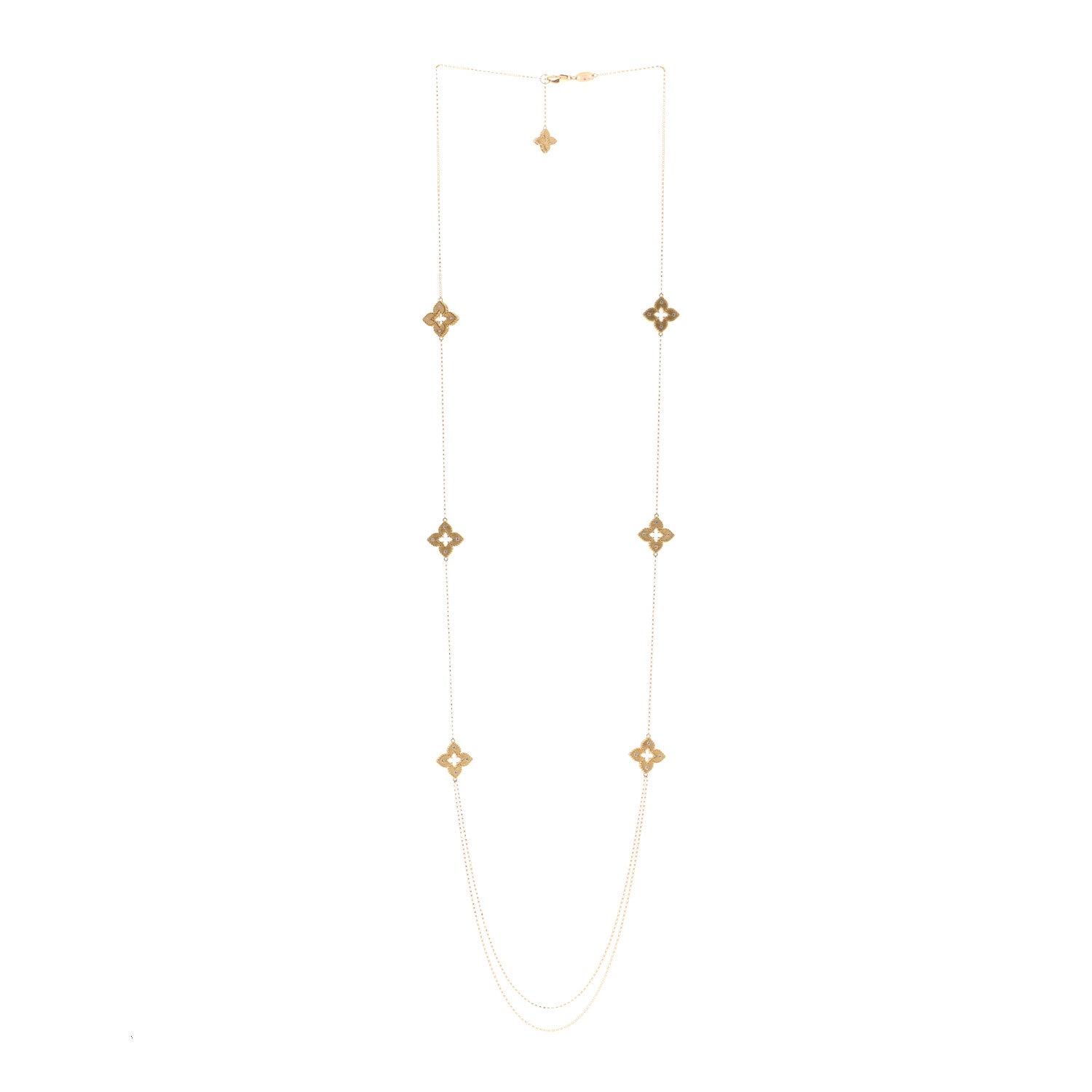 Roberto Coin 18K Yellow Gold Diamond Petite Venetian Princess Flower Long Station Necklace 3 of 4