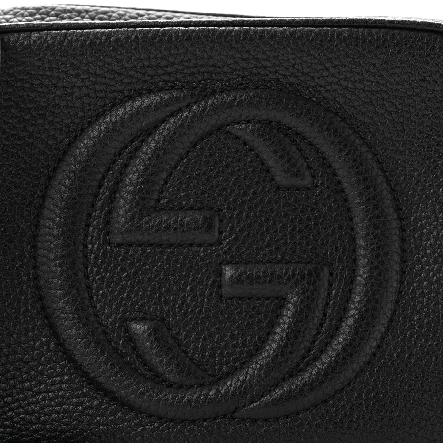 Pebbled Calfskin Small Soho Disco Bag Black