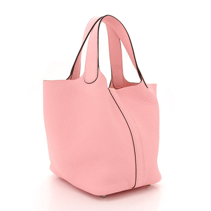 Hermes Taurillon Clemence Picotin Lock 18 PM Rose Sakura 3 of 12