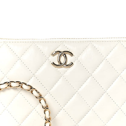 Chanel Shiny Crumpled Calfskin Quilted Clutch Bag White 9 of 11