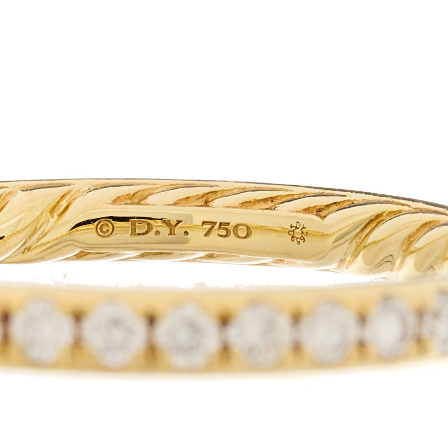 David Yurman 18K Yellow Gold Diamond 2.2mm Cable Collectibles Band Ring 56 7.5 4 of 5