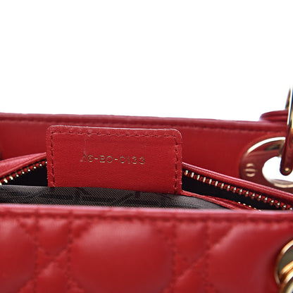 Christian Dior Lambskin Cannage Medium Lady Dior Red 7 of 10