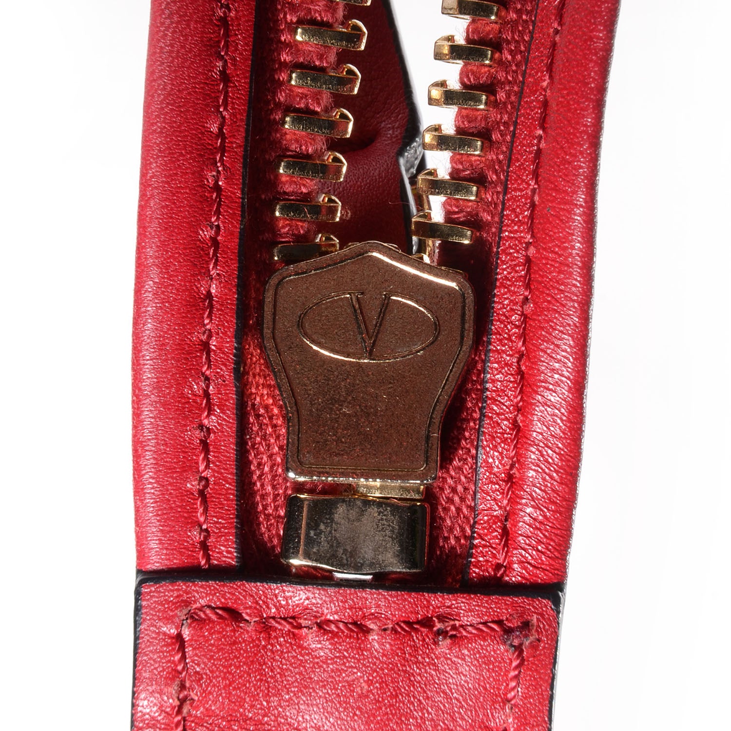Valentino Garavani Vitello Rockstud Double Handle Tote Red 8 of 9