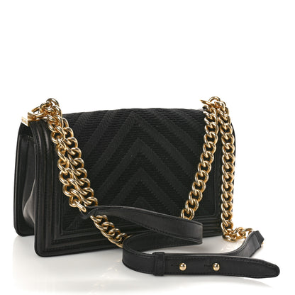 Chanel Fabric Chevron Braided Medium Boy Flap Black 2 of 11