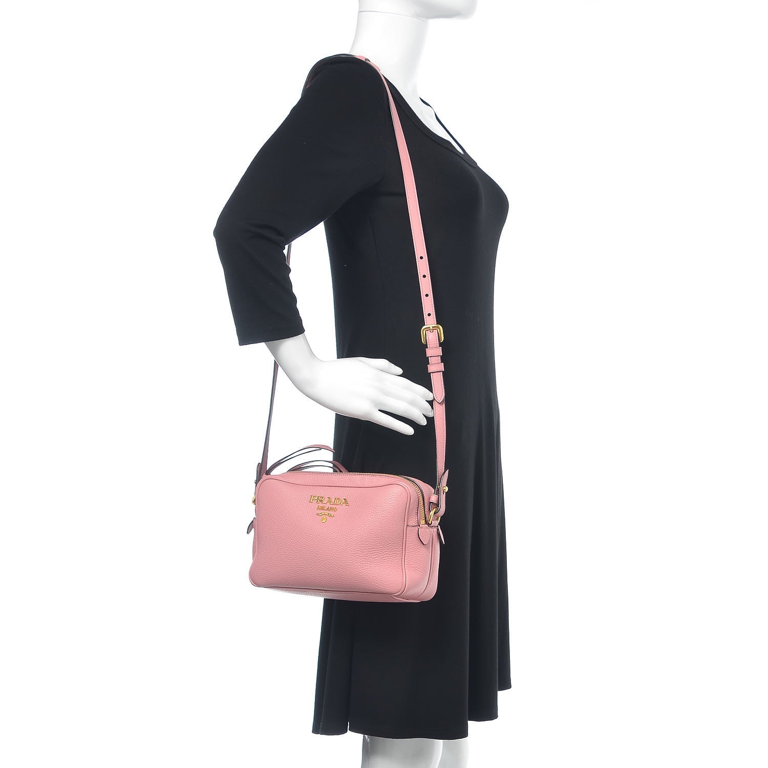 Prada Vitello Daino Medium Double Zip Shoulder Bag Petalo 2 of 12