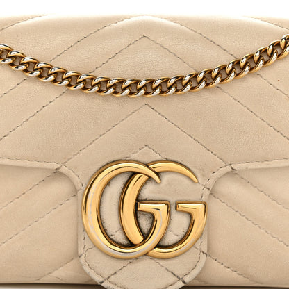 Gucci Calfskin Matelasse Super Mini GG Marmont Shoulder Bag White 8 of 16