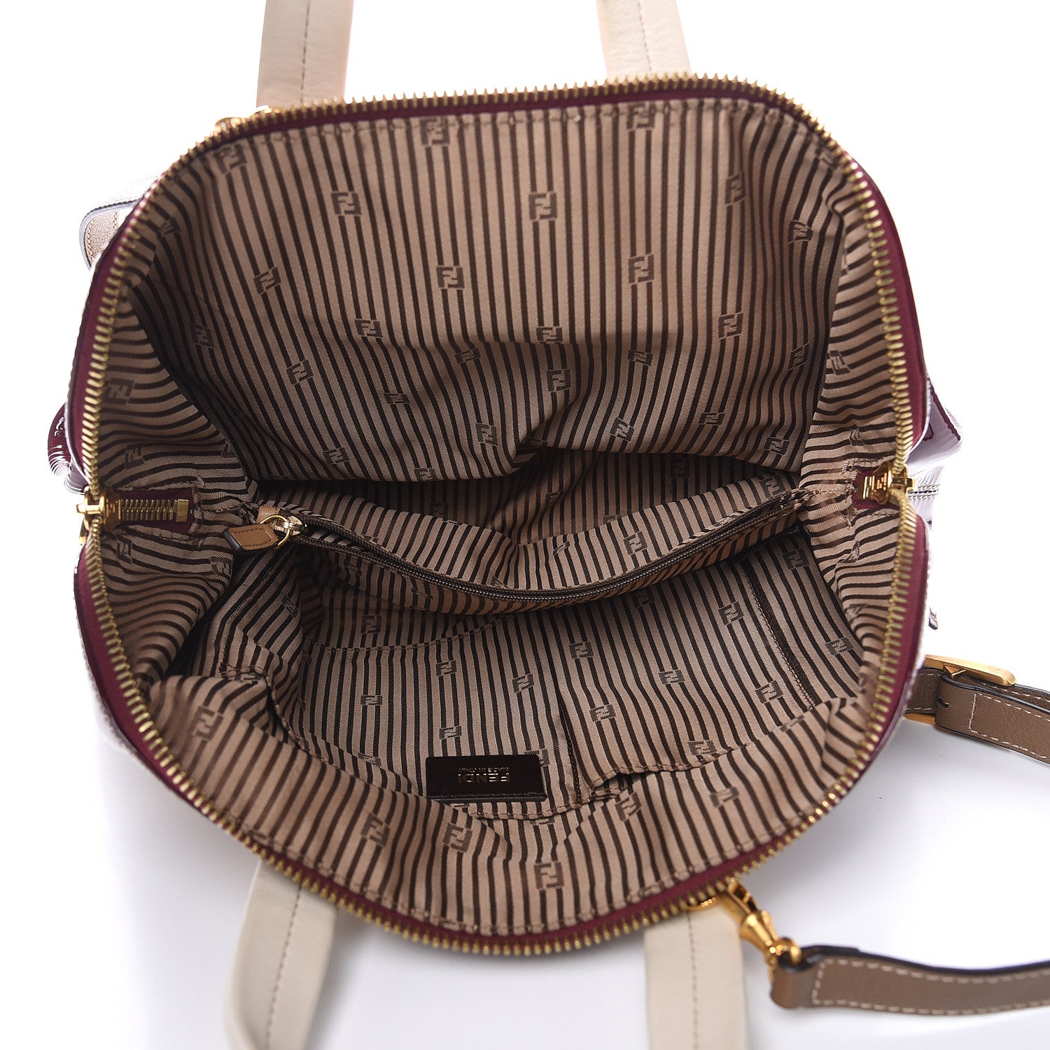 Fendi Calfskin Patent Small Chameleon Tote Cognac Bordeaux 5 of 16