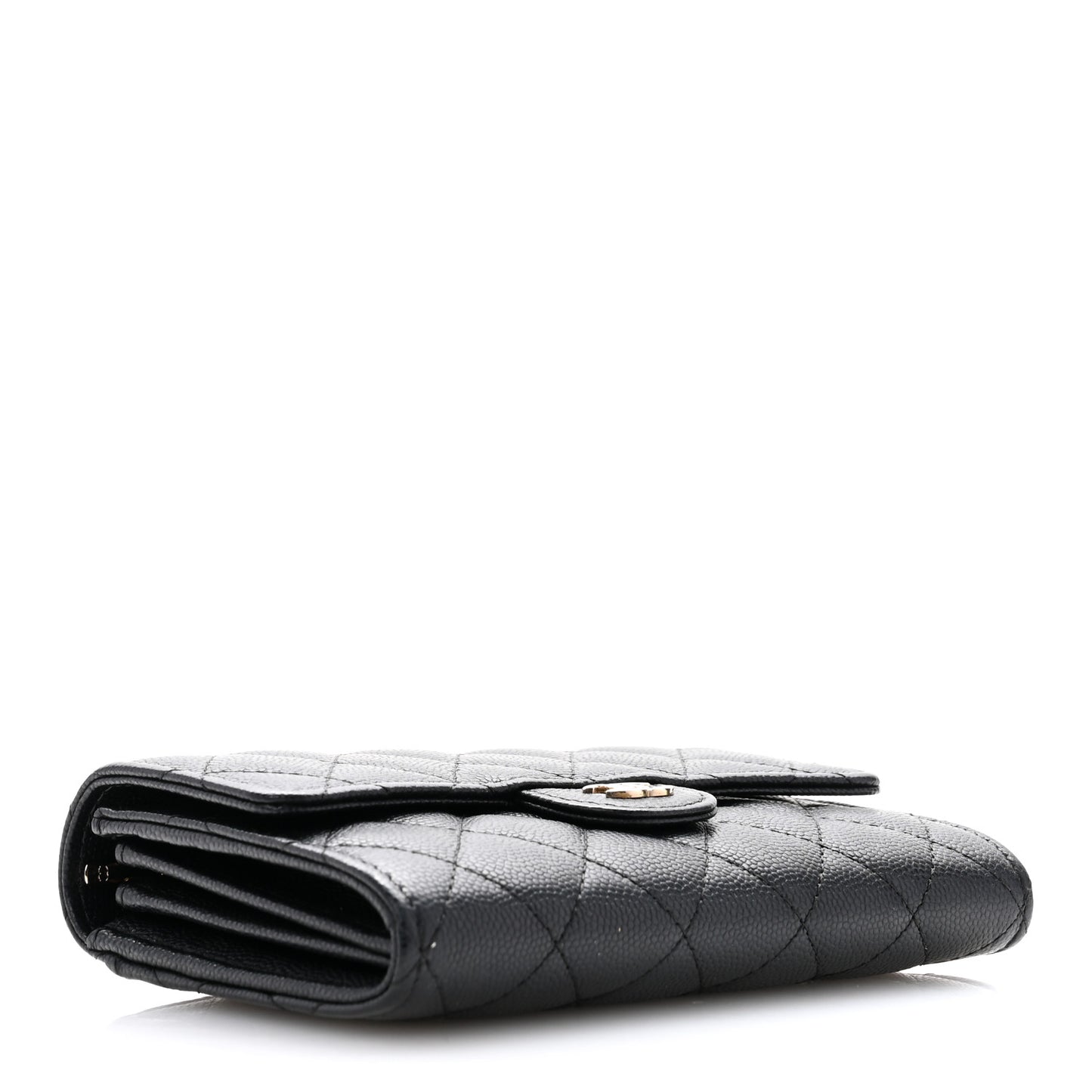 Caviar Quilted Medium Flap Wallet Black