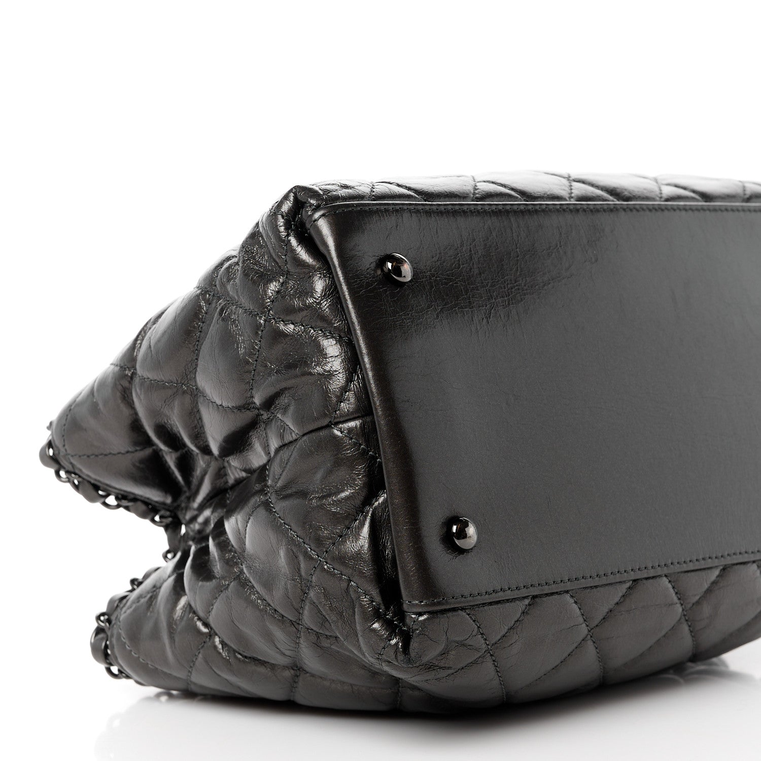 Chanel Metallic Aged Calfskin Quilted Small Chain Me Tote Silver 9 of 10