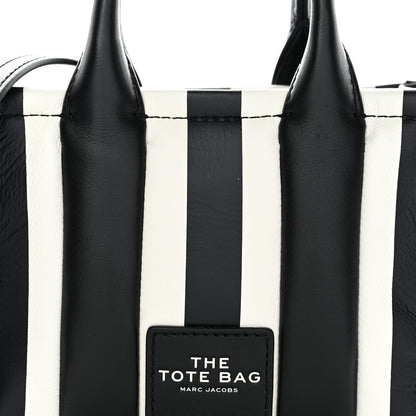 Marc Jacobs Calfskin Striped Mini The Traveler Tote Bag Black White 8 of 10