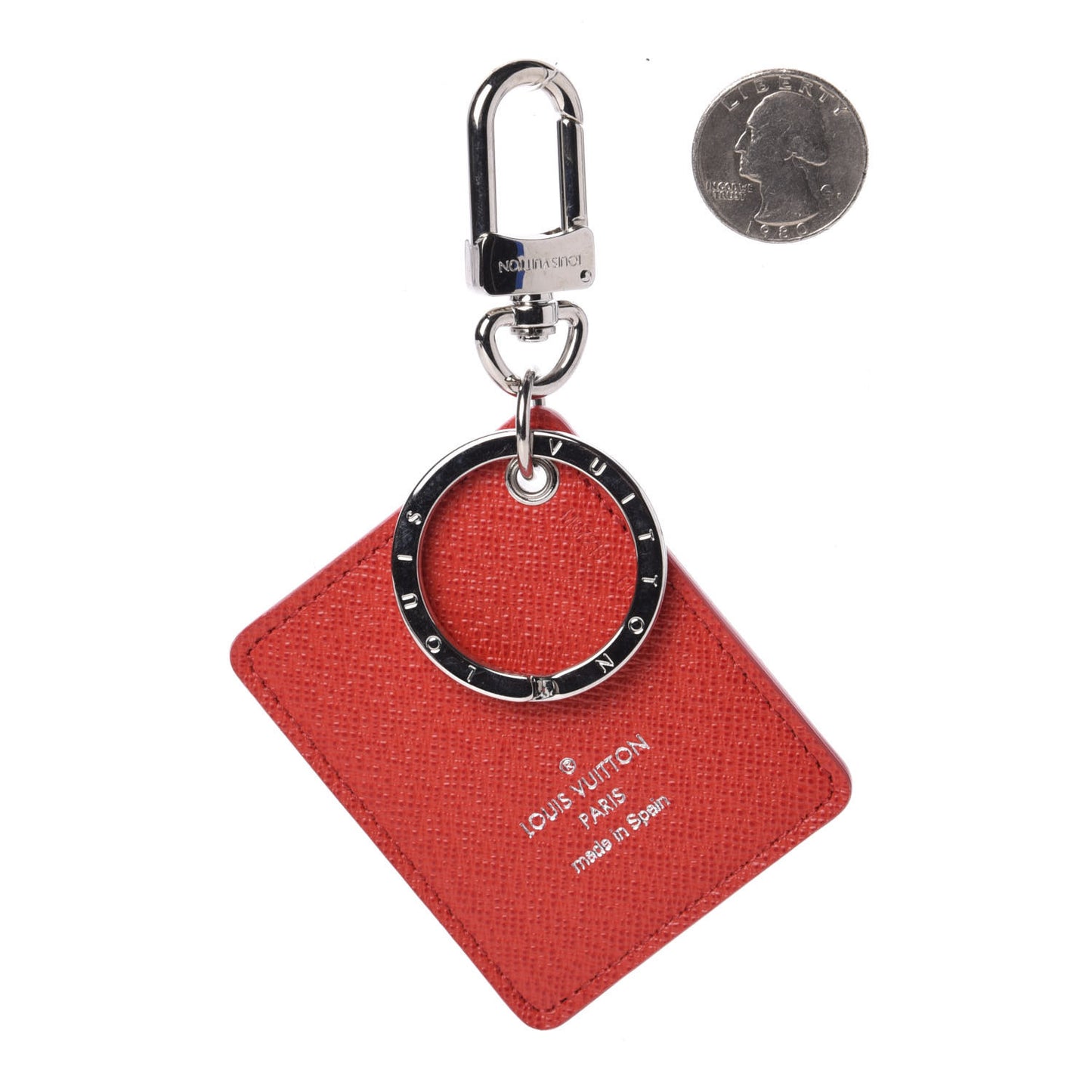 Damier Graphite Illustre Christmas Tree Bag Charm Key Holder Red