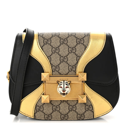 Gucci GG Supreme Monogram Small Osiride Shoulder Bag Black Gold 1 of 12