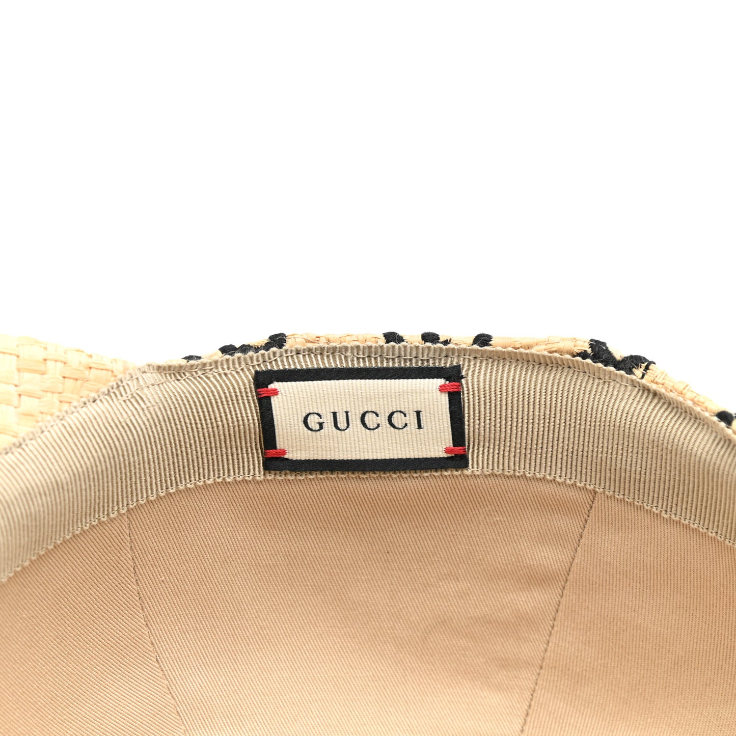 Raffia GG Monogram Elaphe Embroidered Aisha Baseball Hat L Ivory Black