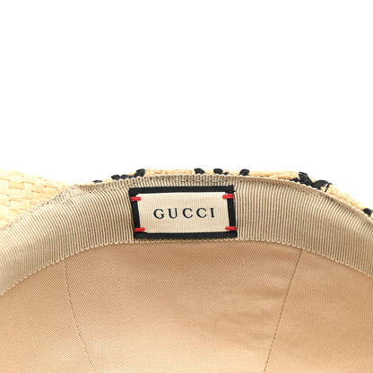 Gucci Raffia GG Monogram Elaphe Embroidered Aisha Baseball Hat L Ivory Black 8 of 8