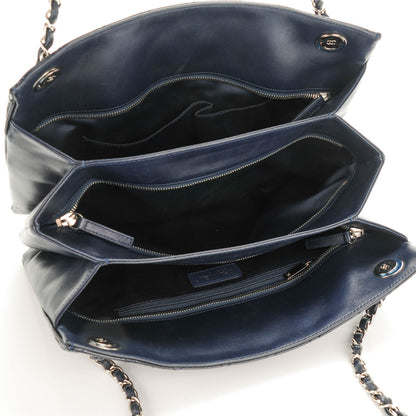 Chanel Patent Quilted Accordion Shopping Tote Navy 5 of 7