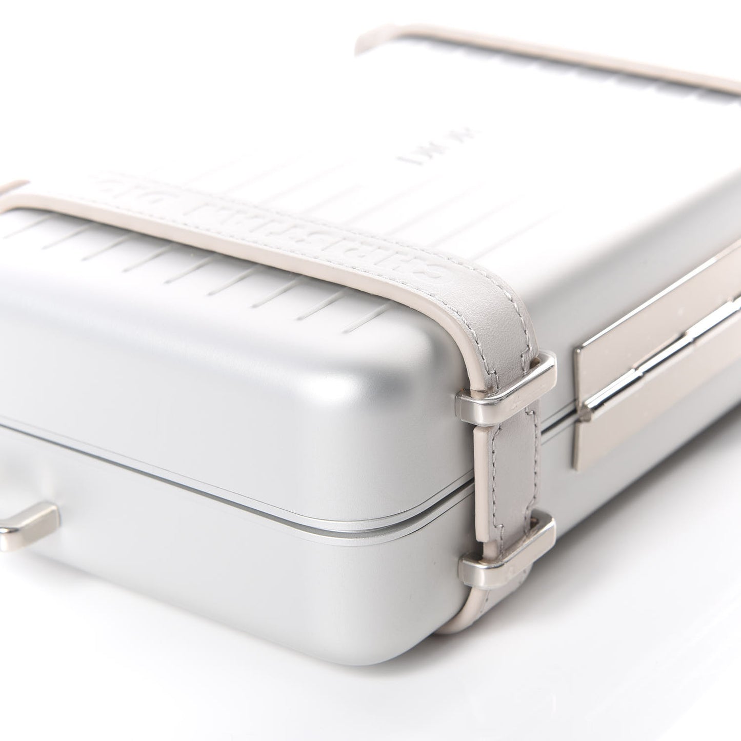 X RIMOWA Aluminum Personal Clutch On Strap Silver