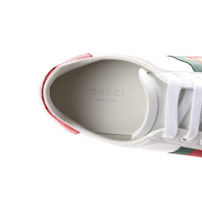 Gucci Calfskin Ayers Bee Embroidered Womens Ace Sneakers 37.5 White Green 7 of 10
