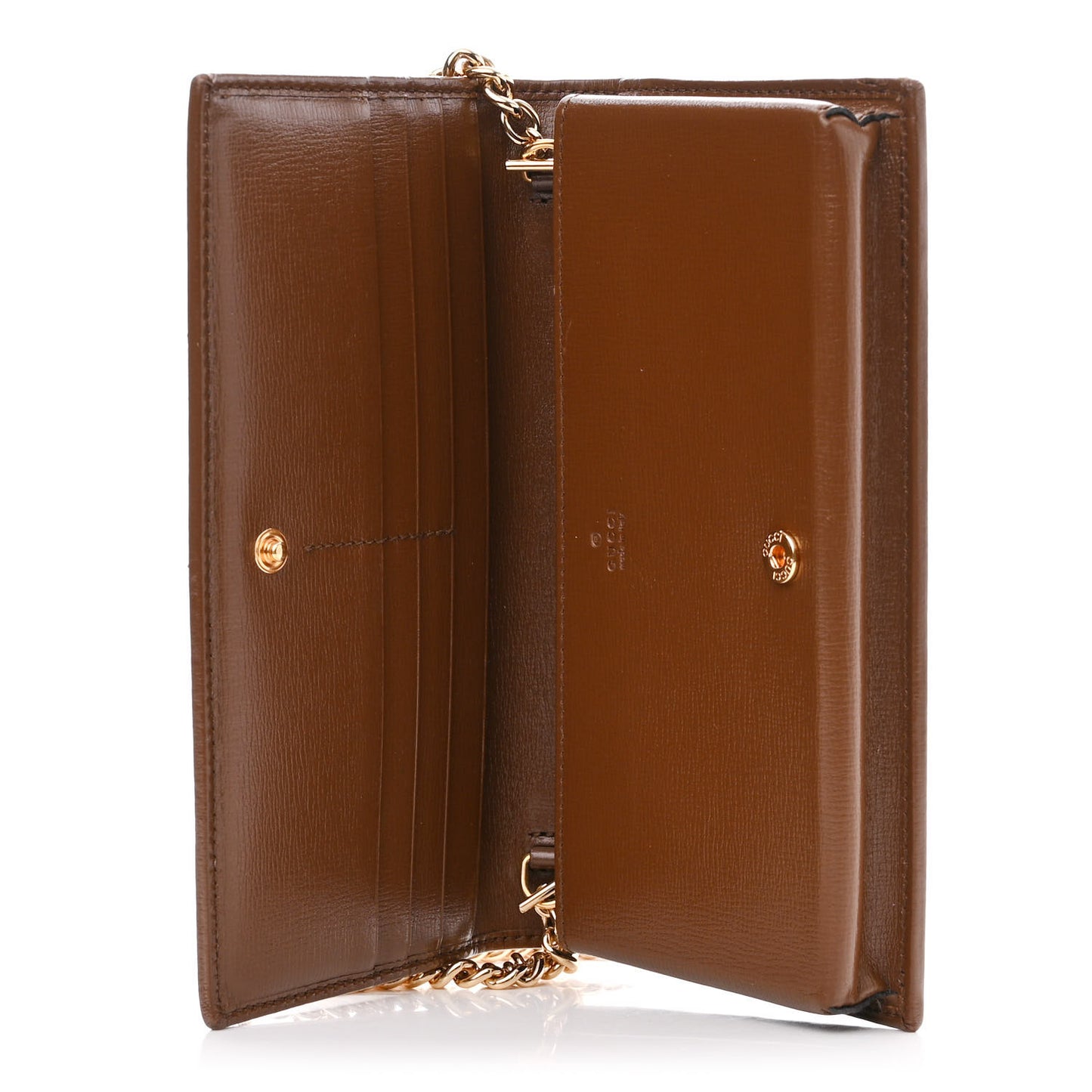 GG Supreme Monogram Azalea Calfskin Horsebit 1955 Wallet On Chain Beige Ebony Brown Sugar