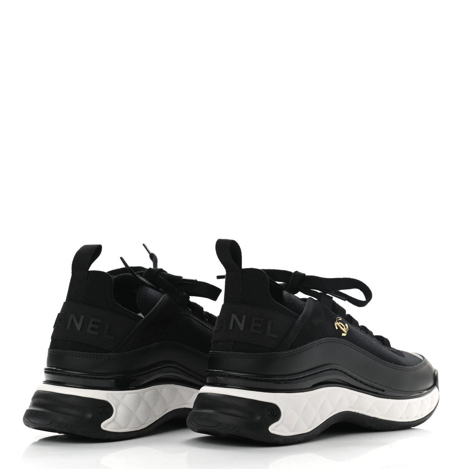 Chanel Velvet Calfskin Mixed Fibers CC Sneakers 38.5 Black 4 of 9