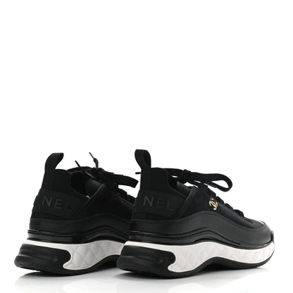 Chanel Velvet Calfskin Mixed Fibers CC Sneakers 38.5 Black 4 of 9