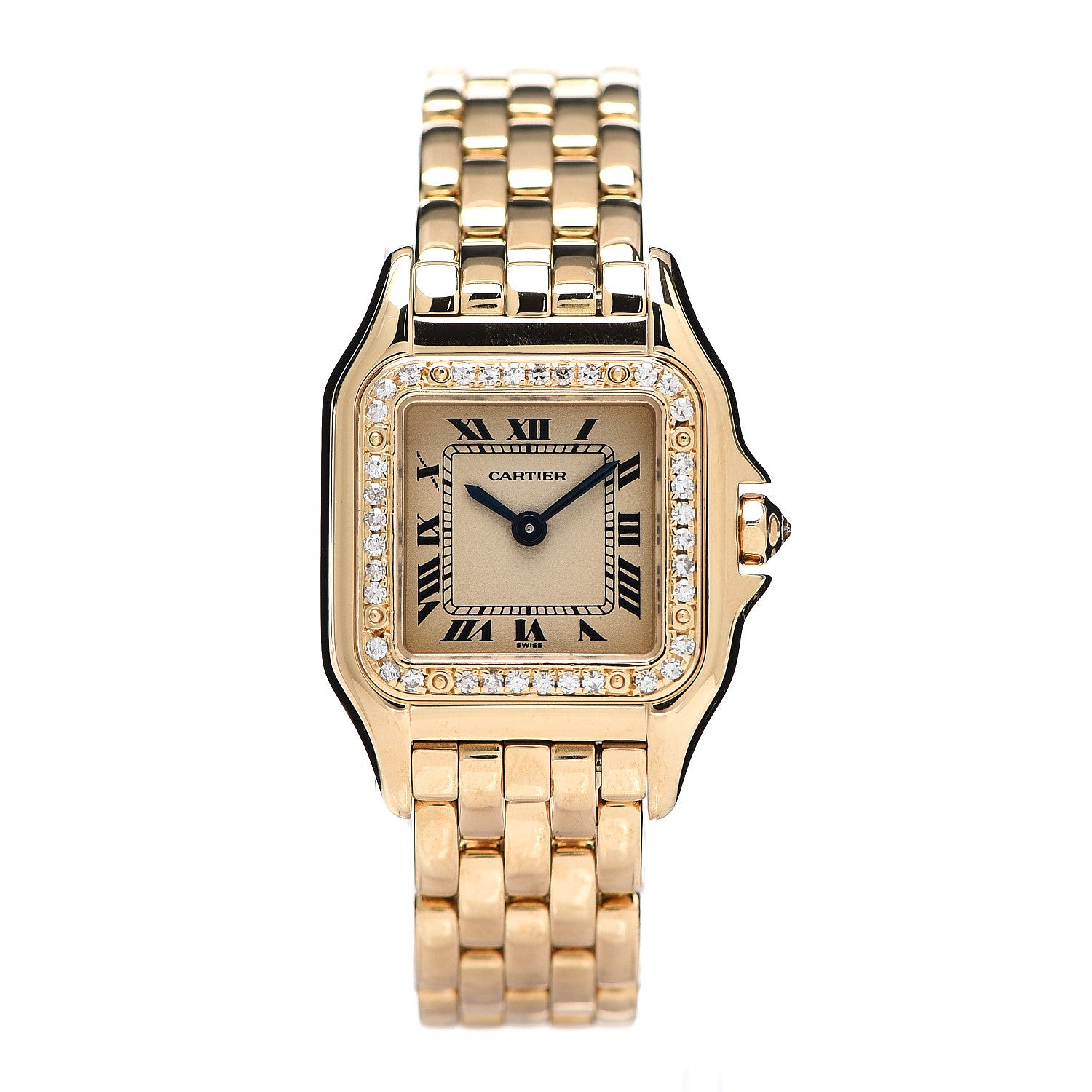 Cartier 18K Yellow Gold Diamond 22mm Panthere Quartz Watch 1 of 4