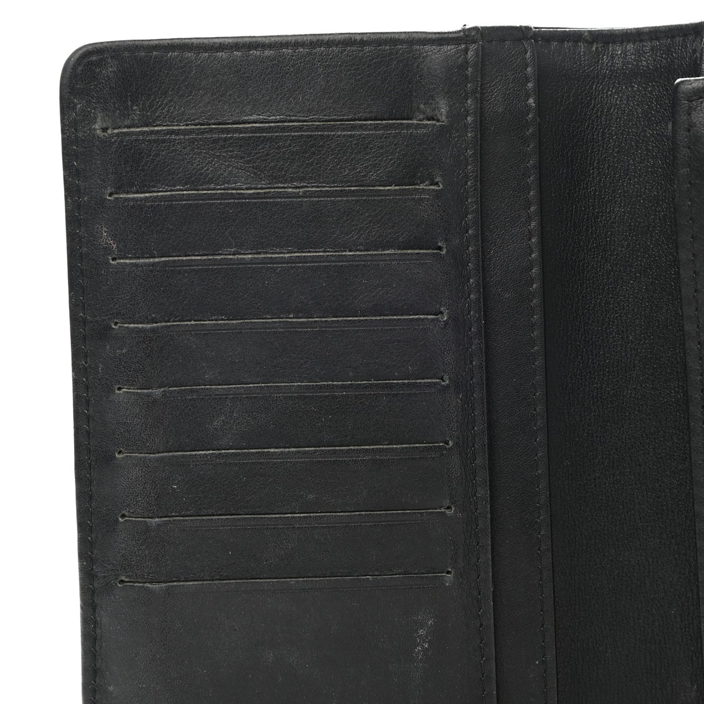 Patent Camellia Embossed Yen Wallet Black