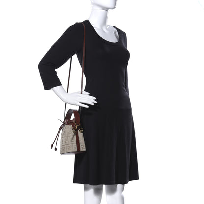 Fendi Sardinian Jacquard Vitello King F is Fendi FF 1974 Embroidered Mini Mon Tresor Bucket Bag Corda Praline 3 of 10