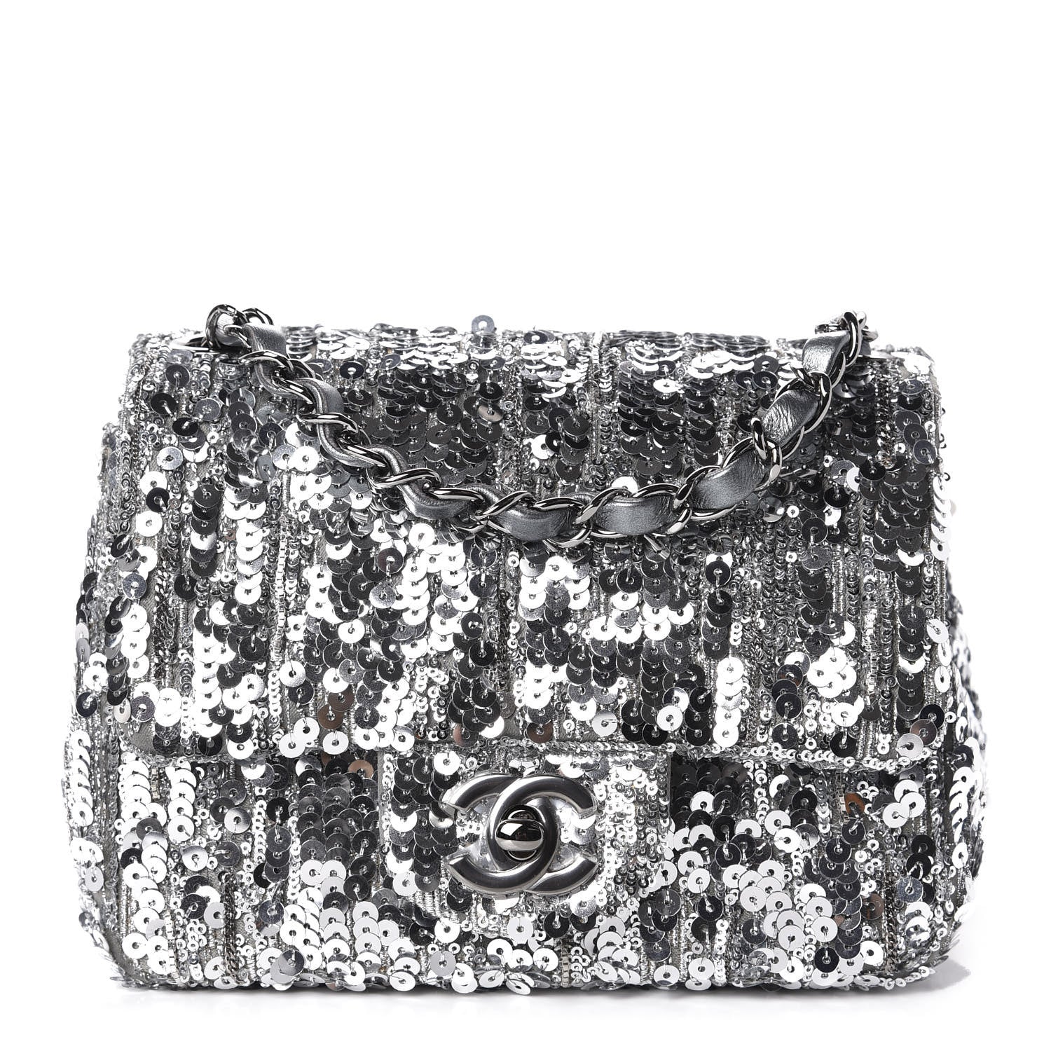 Chanel Sequin Mini Square Flap Silver 1 of 10
