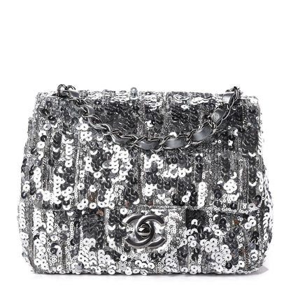 Chanel Sequin Mini Square Flap Silver 1 of 10