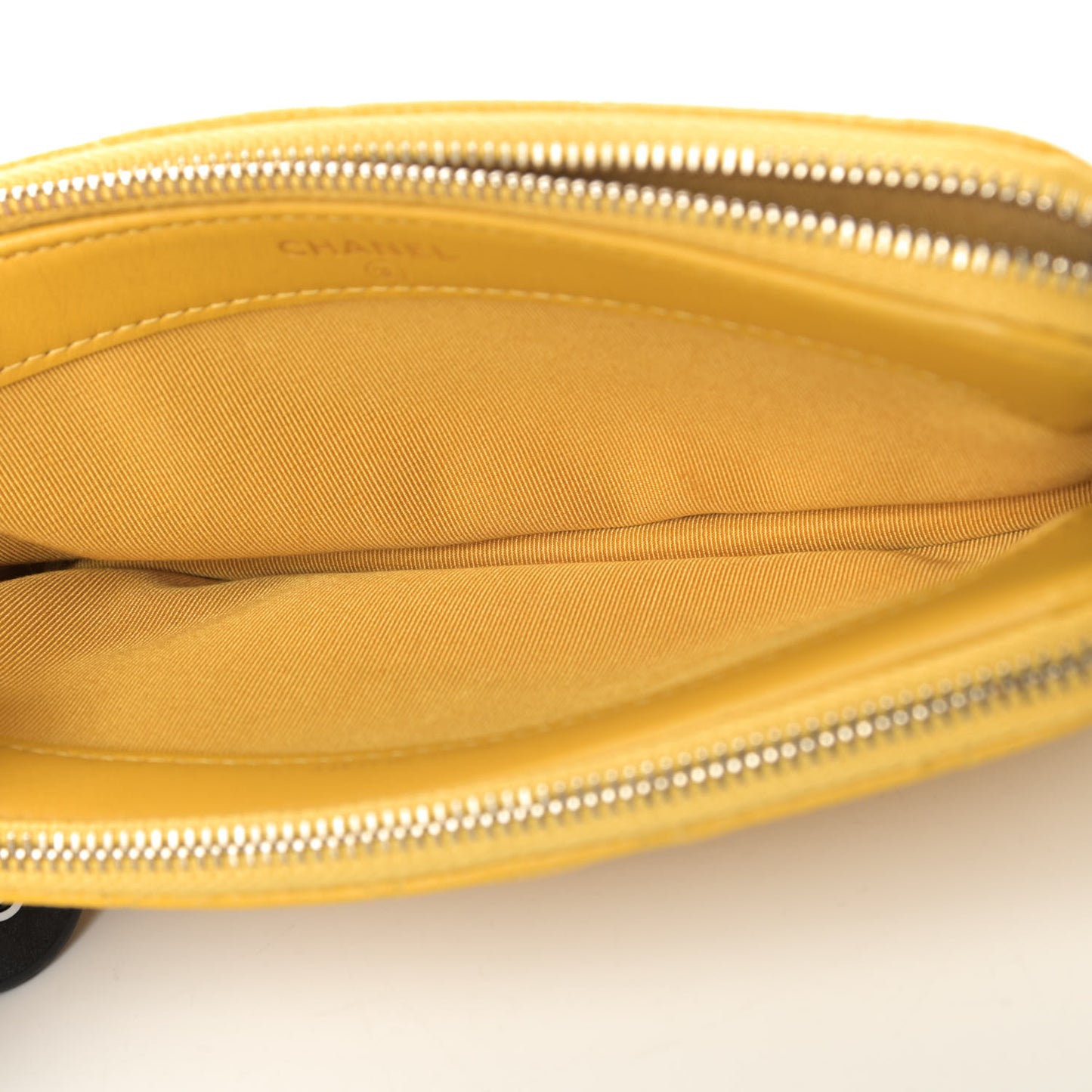 Caviar Quilted Small Clutch With Chain Yellow