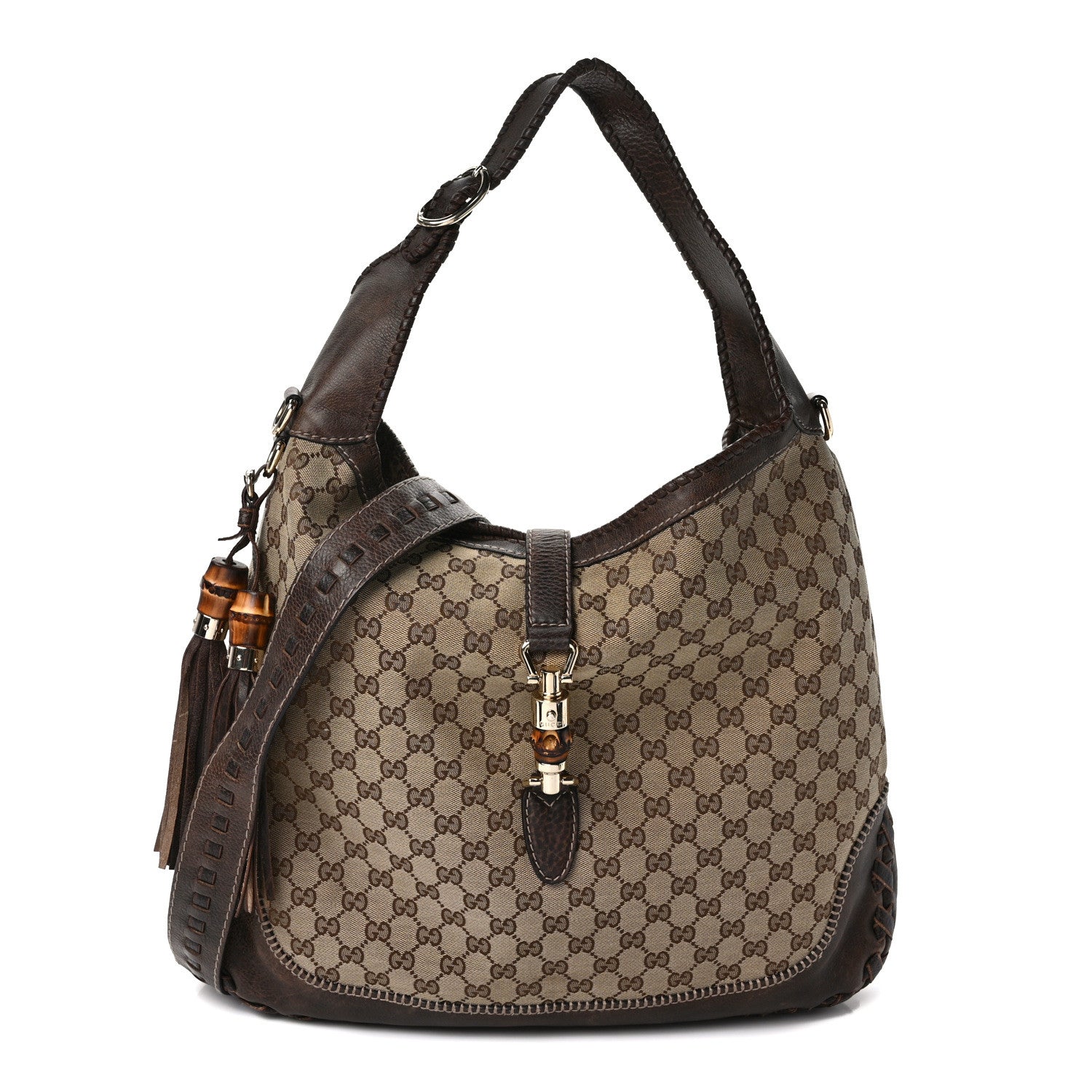 Gucci Monogram Large New Jackie Shoulder Bag Dark Brown 1 of 9