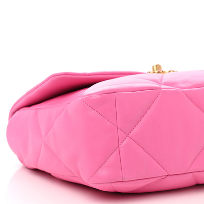 Chanel Lambskin Quilted Large Chanel 19 Flap Neon Pink 8 of 9
