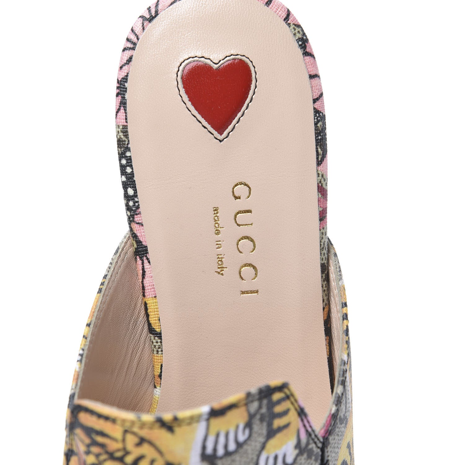 Gucci GG Supreme Monogram Bengal Womens Princetown Slippers 35 Beige Crop Pink 7 of 8