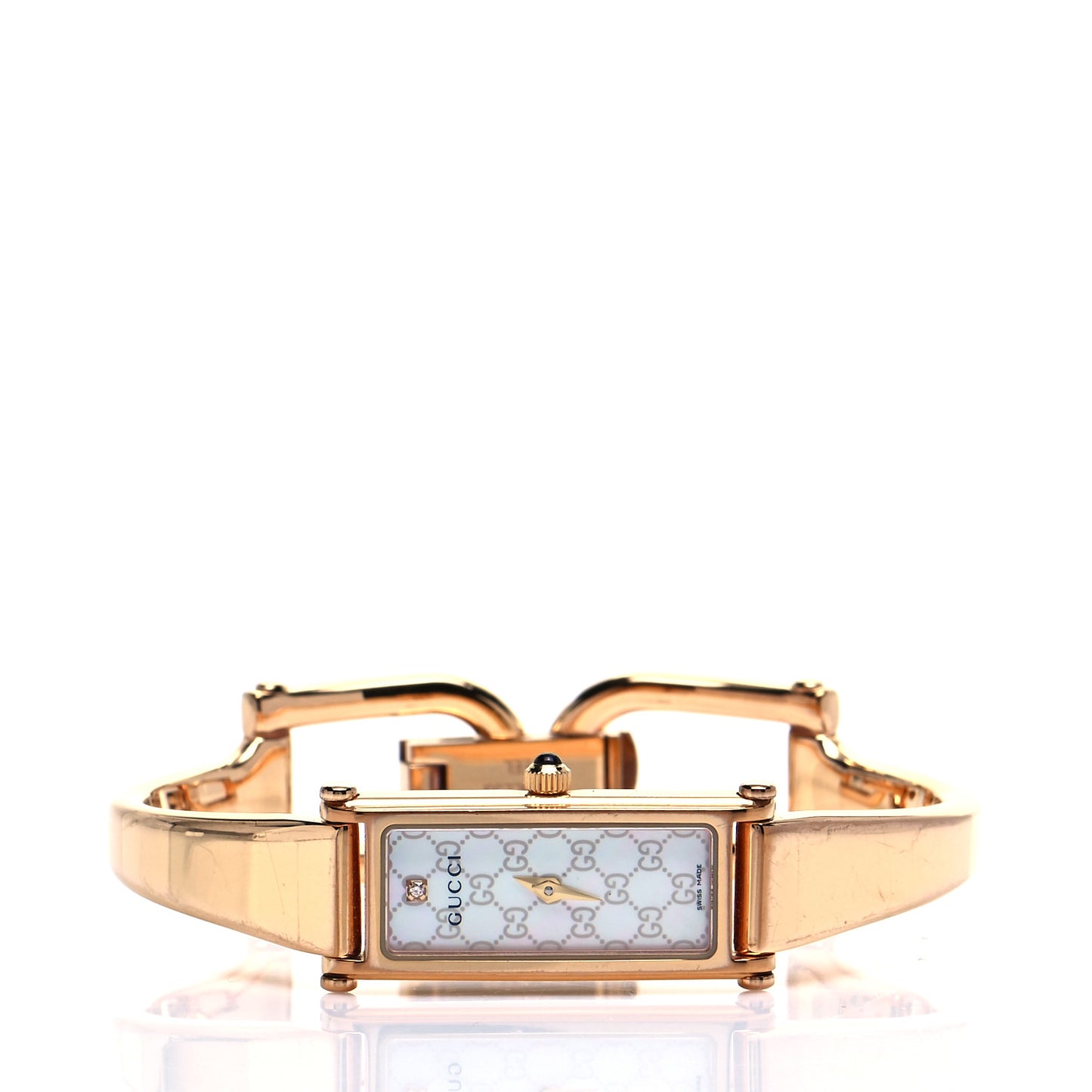Stainless Steel Diamond Mother of Pearl 12mm 1500L Horsebit Quartz Watch