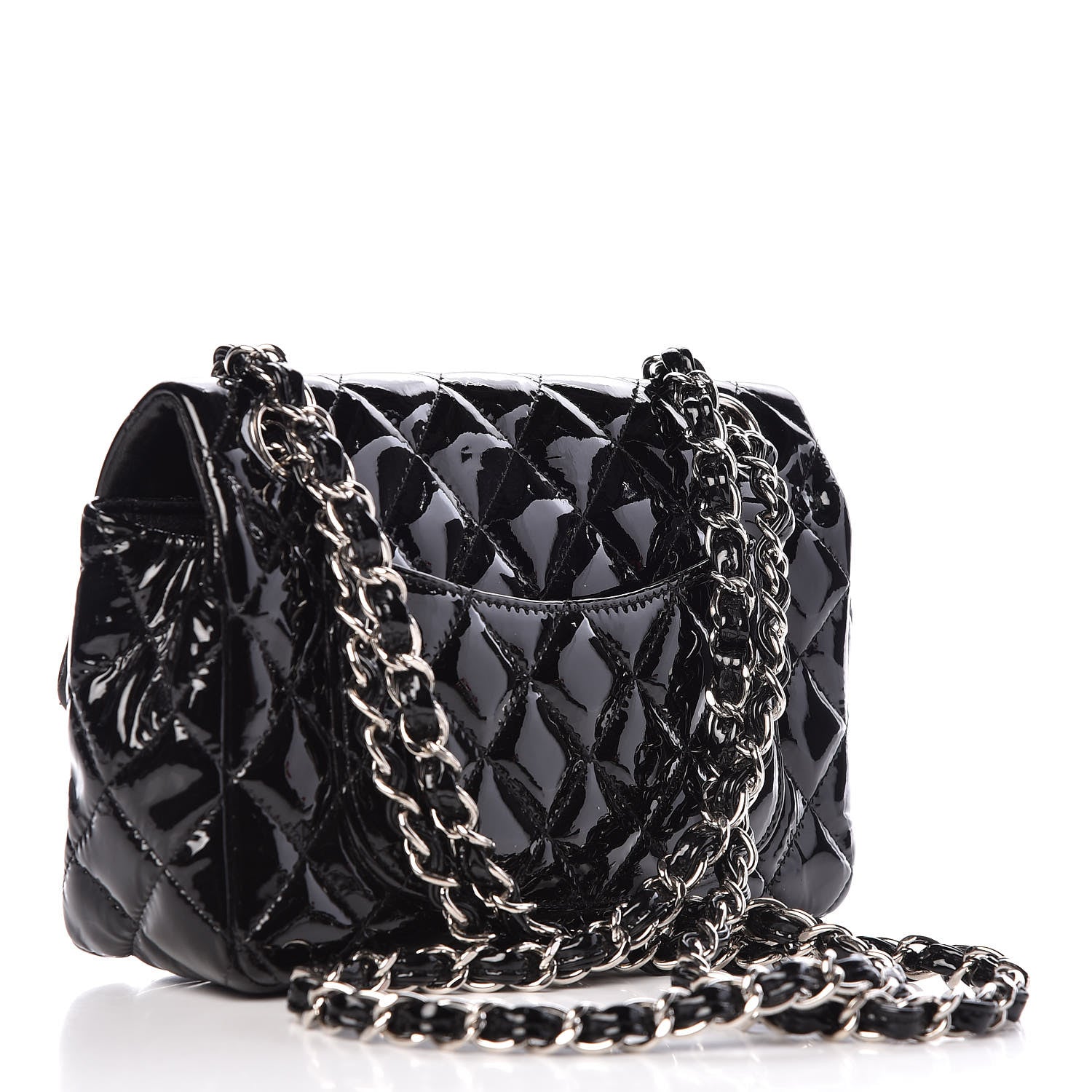 Chanel Patent Calfskin Quilted Mini Rectangular Flap Black 4 of 15