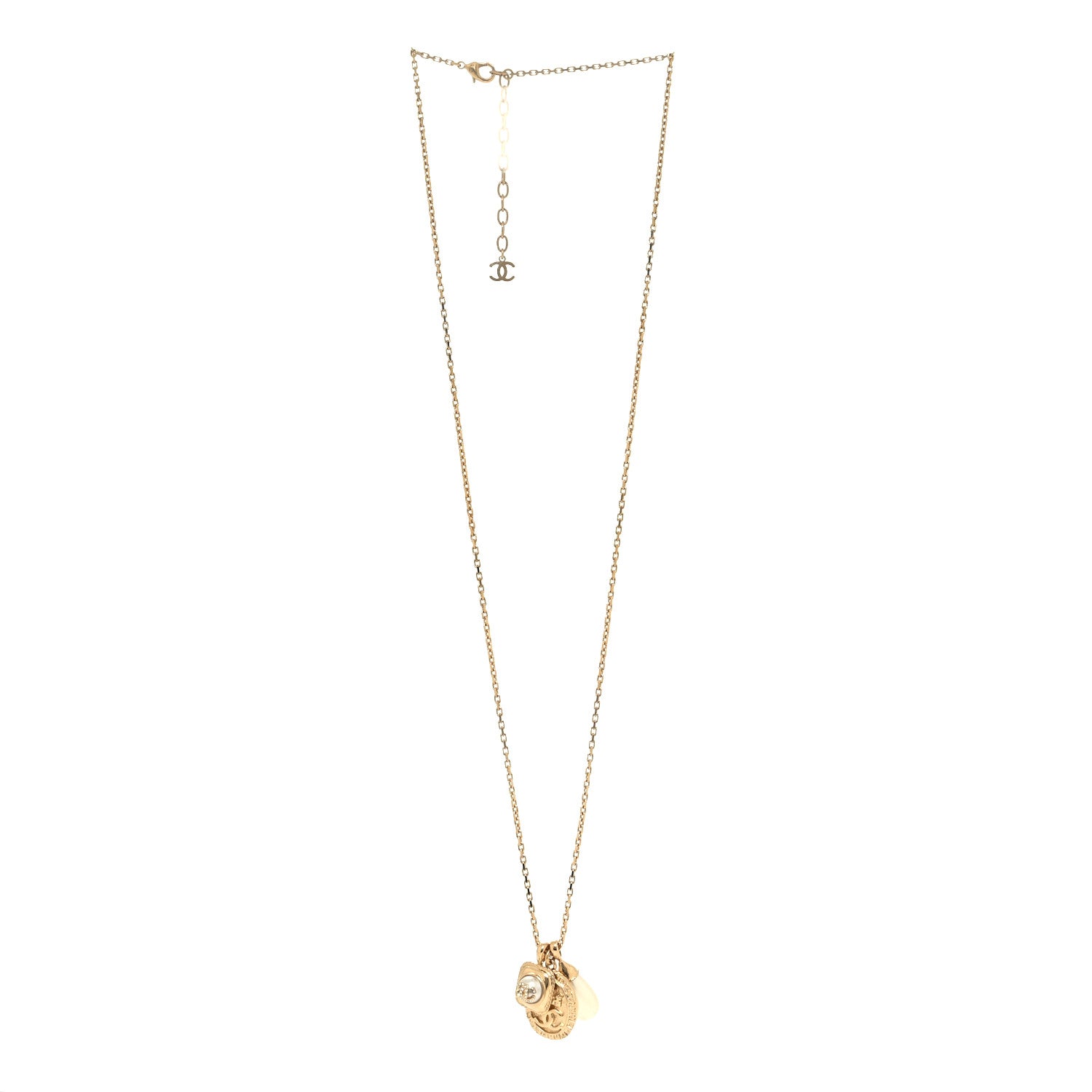 Chanel Crystal Pearl Necklace Gold 3 of 6