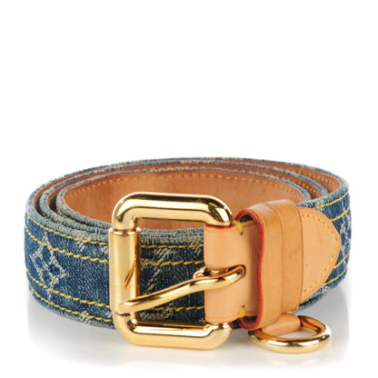 Louis Vuitton Monogram Denim Belt 80 32 Blue 1 of 9