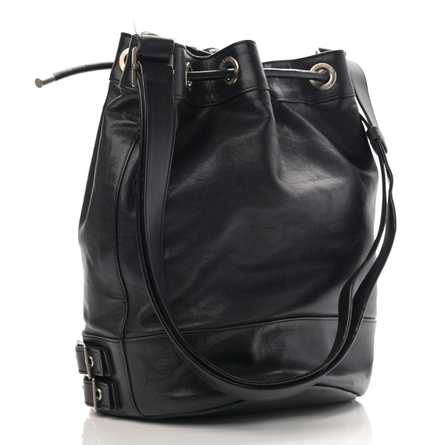 Calfskin Medium Rider Bucket Bag Black