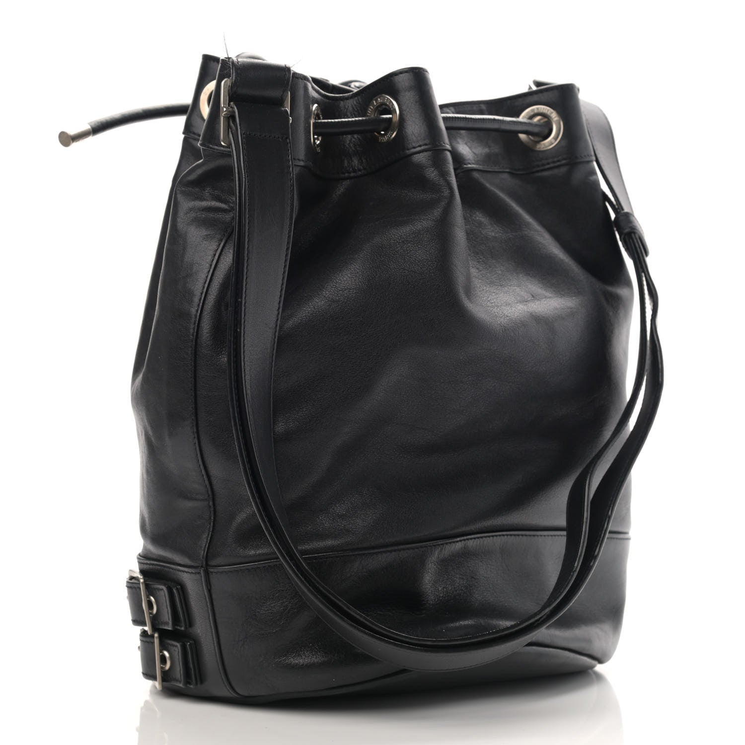 Saint Laurent Calfskin Medium Rider Bucket Bag Black 3 of 13