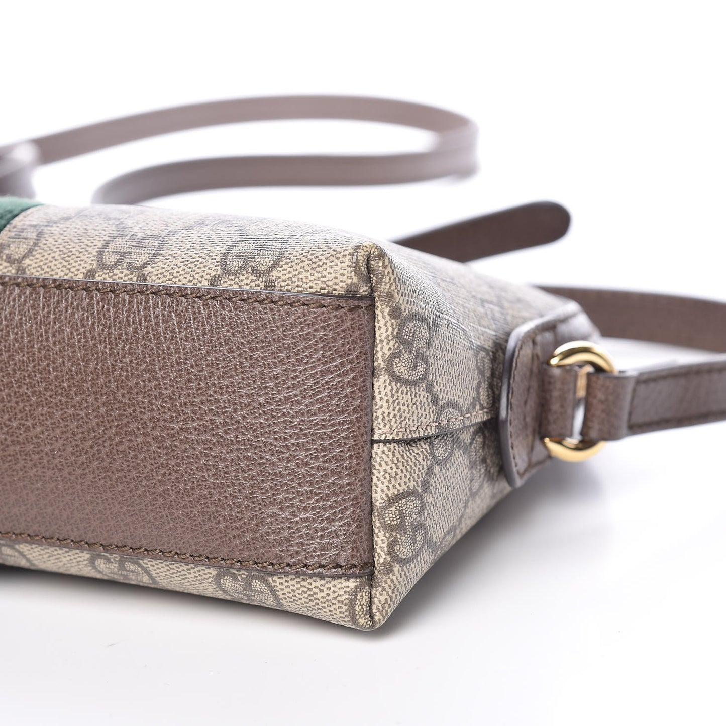 GG Supreme Monogram Textured Dollar Calfskin Web Small Ophidia Dome Shoulder Bag Beige Ebony New Acero