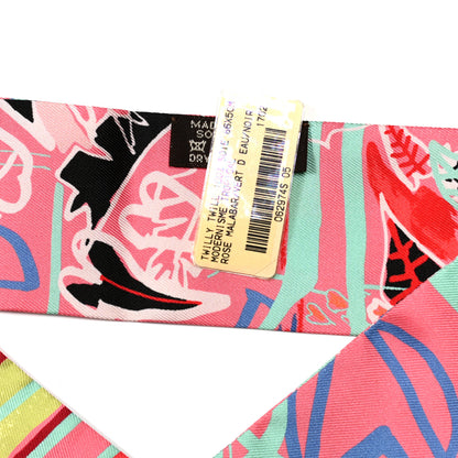 Hermes Silk Modernisme Tropical Twilly Rose Malabar Vert D'Eau 3 of 4