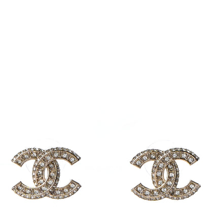 Chanel Crystal Timeless CC Earrings Light Gold 1 of 4