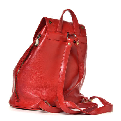 MCM Grained Calfskin Studded Drawstring Backpack Red 2 of 5