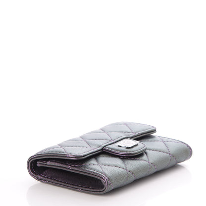Chanel Metallic Lambskin Quilted Flap Card Holder Dark Purple 4 of 9