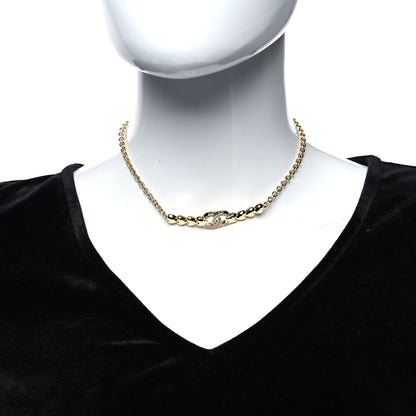 Chanel Crystal CC Heart Link Choker Necklace Gold 2 of 5