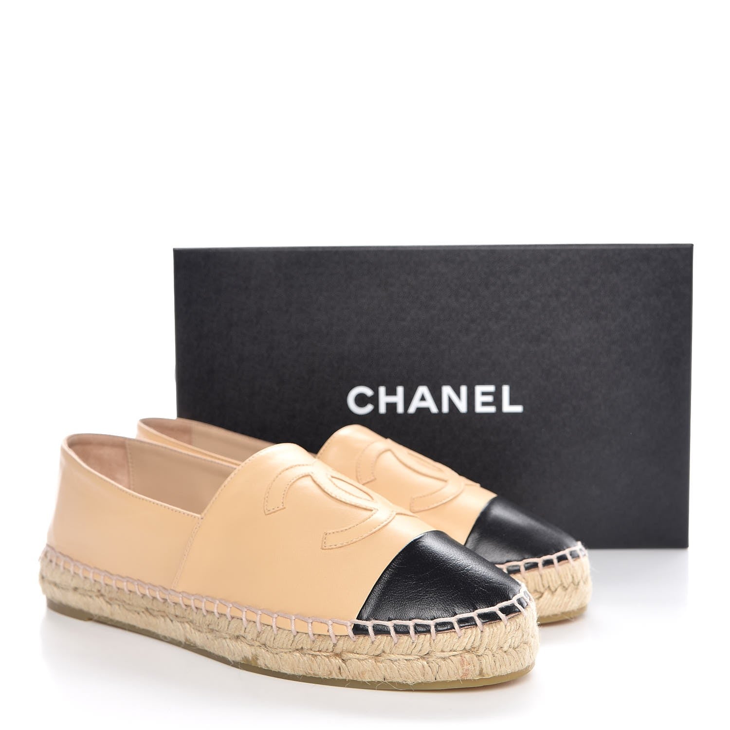 Chanel Lambskin CC Espadrilles 39 Beige Black 11 of 11