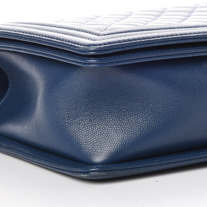 Chanel Caviar Quilted New Medium Boy Flap Dark Navy Blue 5 of 14