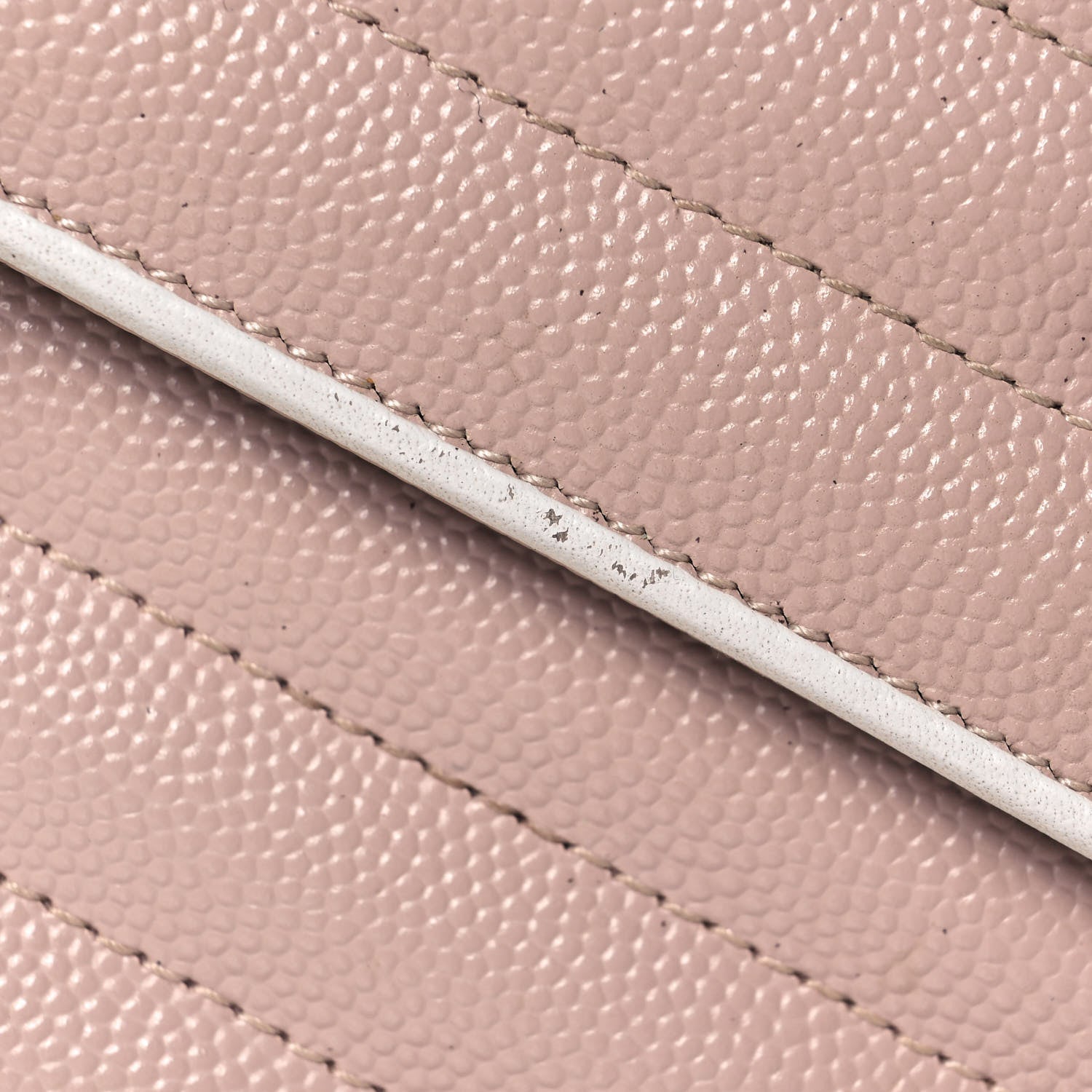 Saint Laurent Grain De Poudre Matelasse Chevron Monogram Envelope Chain Wallet Pink White 19 of 23