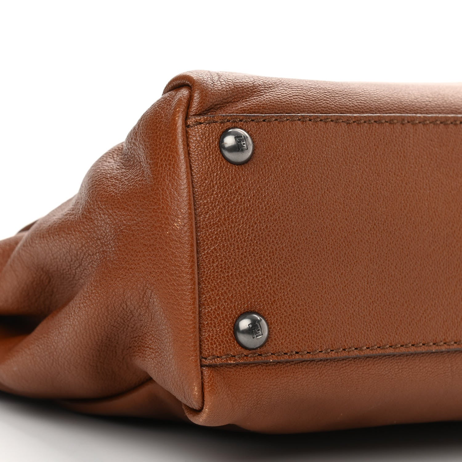 Fendi Goatskin Zucca Medium Peekaboo Iconic Satchel Cuoio Tobacco Moro 9 of 12